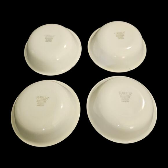Set of 4 Corelle by Corning 6.25" Green Rim Cereal Bowls Made in USA Vintage - Picture 5 of 6